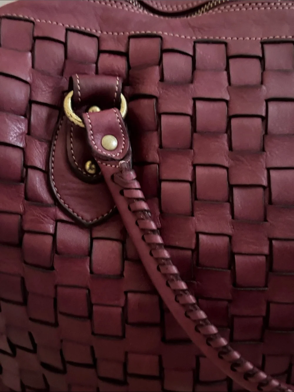 Sundance burgundy woven leather shoulder bag - Italy